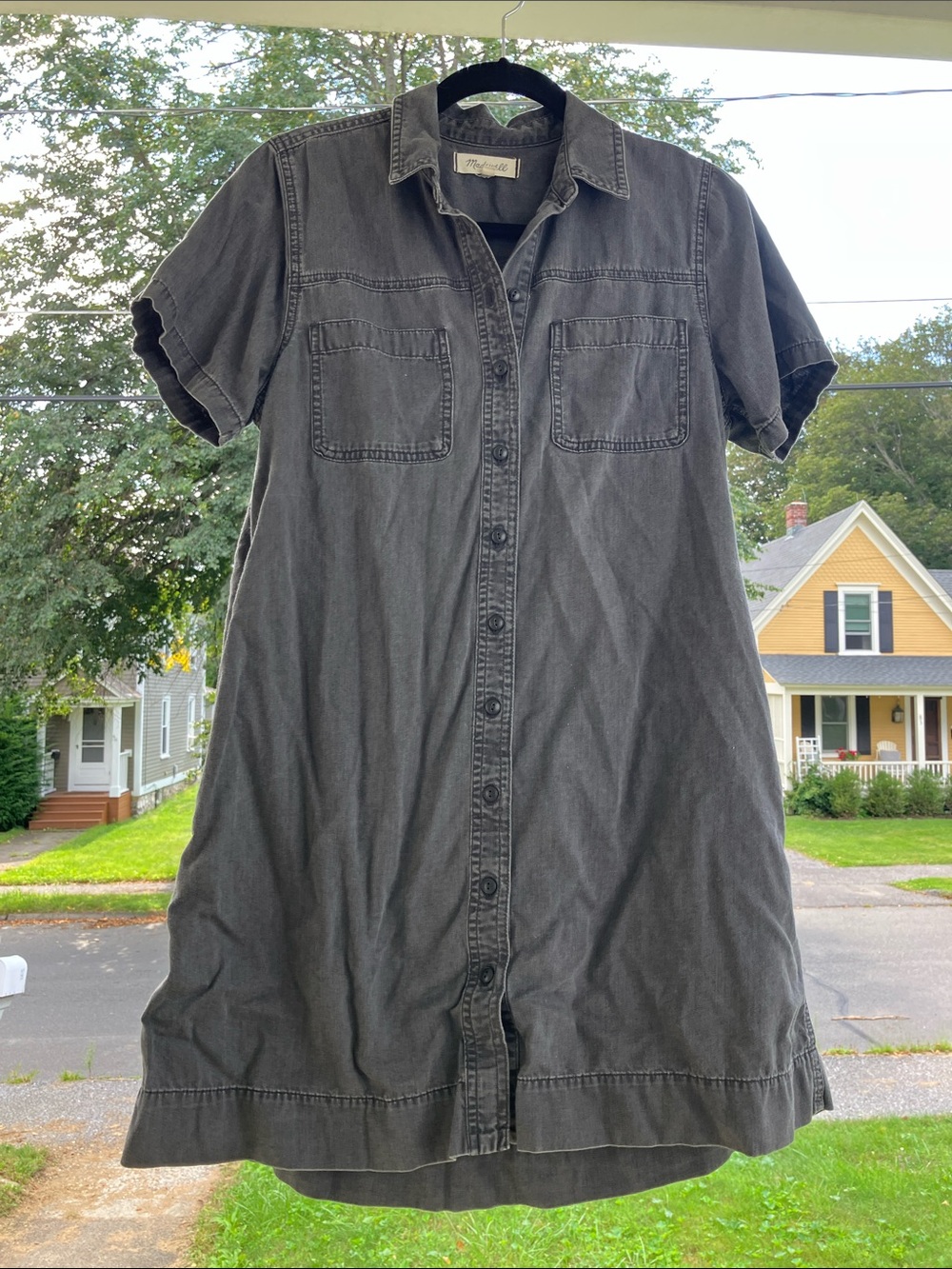 Madewell Washed Charcoal Shirt Dress M